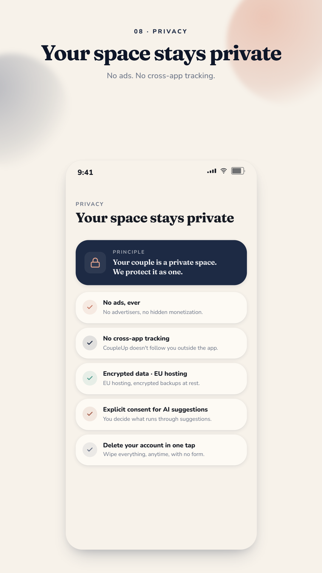 CoupleUp — Privacy and confidentiality